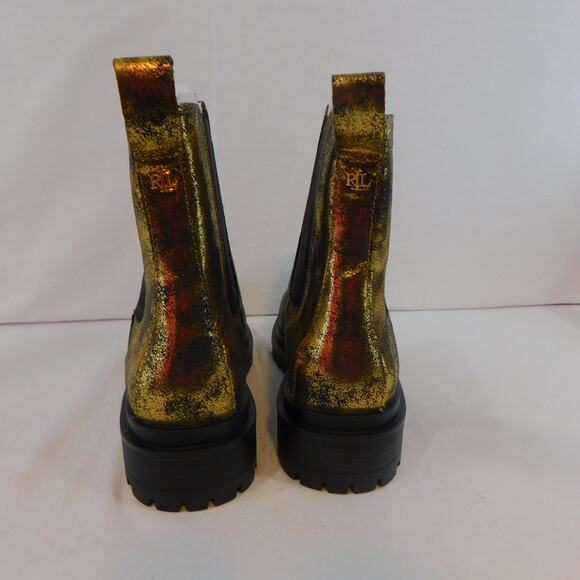 Ralph Lauren Womens Corinne Leather Distressed Metallic Booties Size 7.5 - Picture 5 of 11